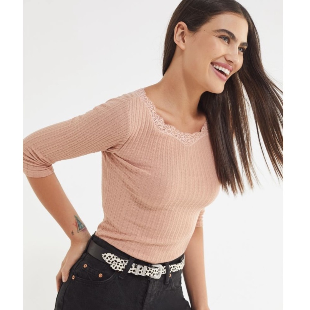 UO Lace Crew-Neck Thermal Top